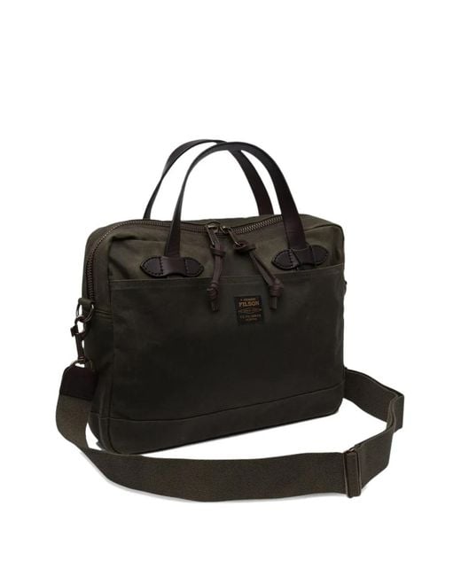 Filson Black Logo-Patch Cotton Shoulder Bag for men