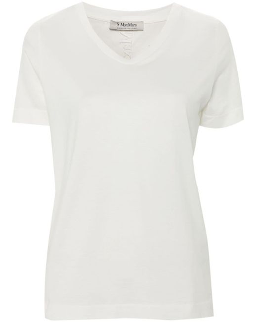 T-shirt en coton à logo brodé Max Mara en coloris White