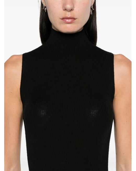 Peserico Black Ribbed-Knit Top