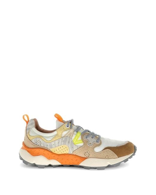 Flower Mountain White Nubuck Leather Sneakers