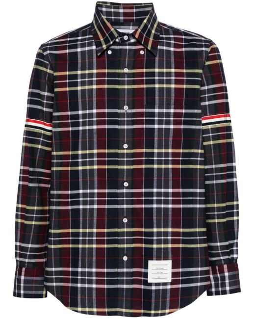 Thom Browne Blue Tartan-Check Flannel Shirt for men