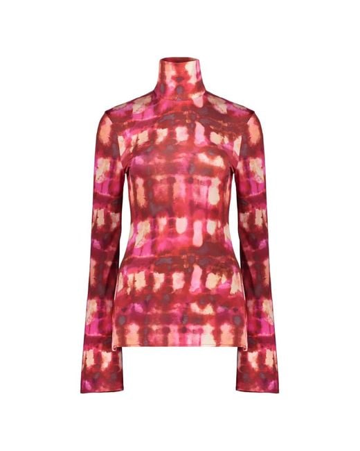 Ellery Red Abstract-Print Long-Sleeve Top