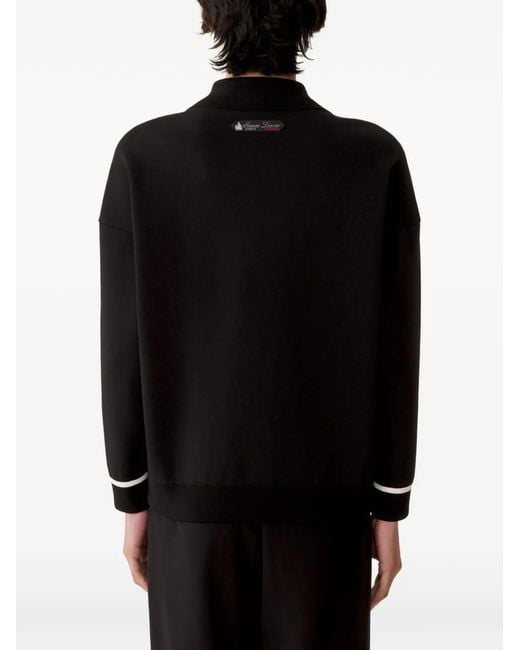 Lanvin Black Zip-Fastening Patterned Cardigan for men