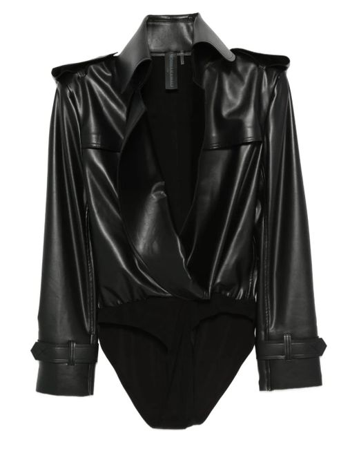 Norma Kamali Black Epaulet-Detail Trench Top