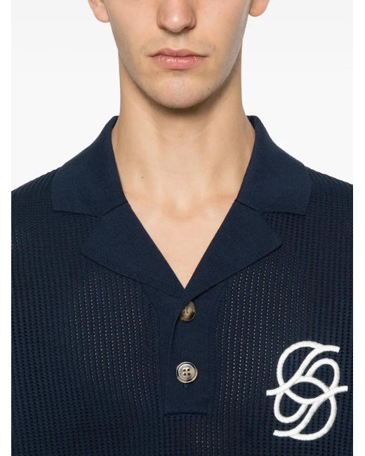 Drole de Monsieur Blue Polo Maille Monogramme Polo Shirt for men