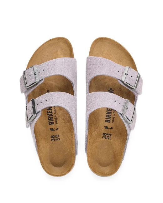 Birkenstock White Arizona Buckle-Fastening Suede Sandals