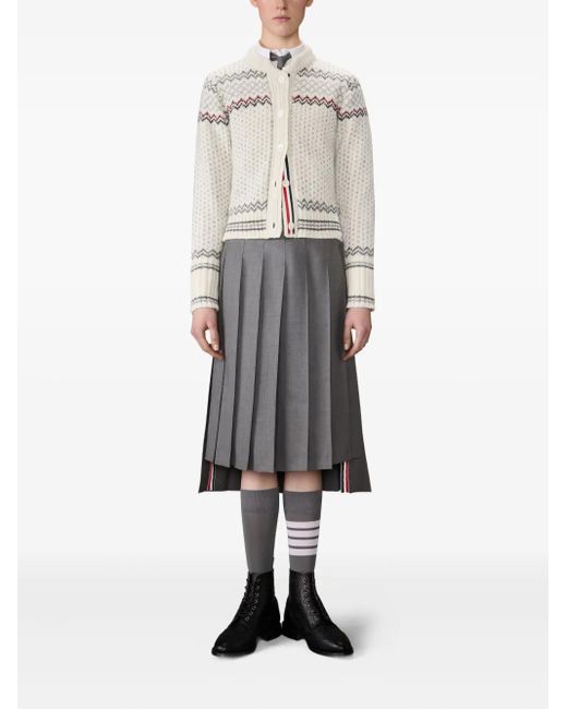 Thom Browne White Fair-Isle Cardigan