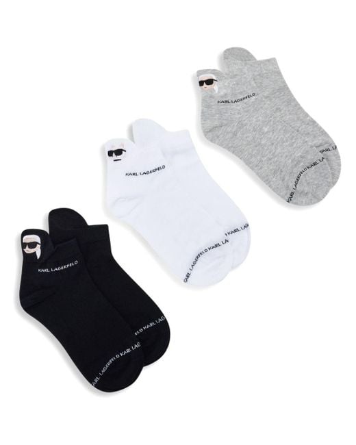 Karl Lagerfeld Black K/ikonik Short Socks (pack Of 3) for men