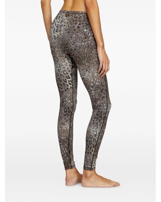 DIESEL Gray Meredith-Utlt Leopard-Print Leggings