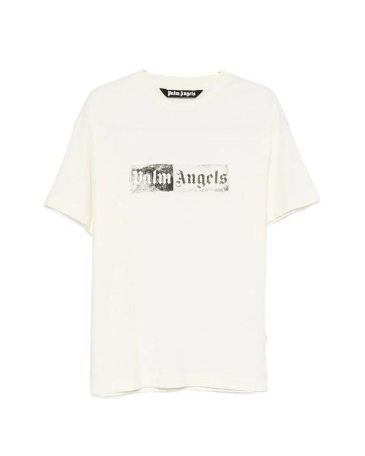 Palm Angels White Logo-Print T-Shirt for men