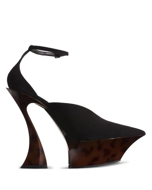 Mugler Black 95Mm Ankle-Strap Sculpted-Heel Mules