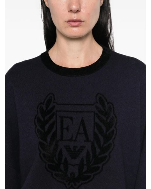 Emporio Armani Black Logo-Embroidered Panelled Sweater