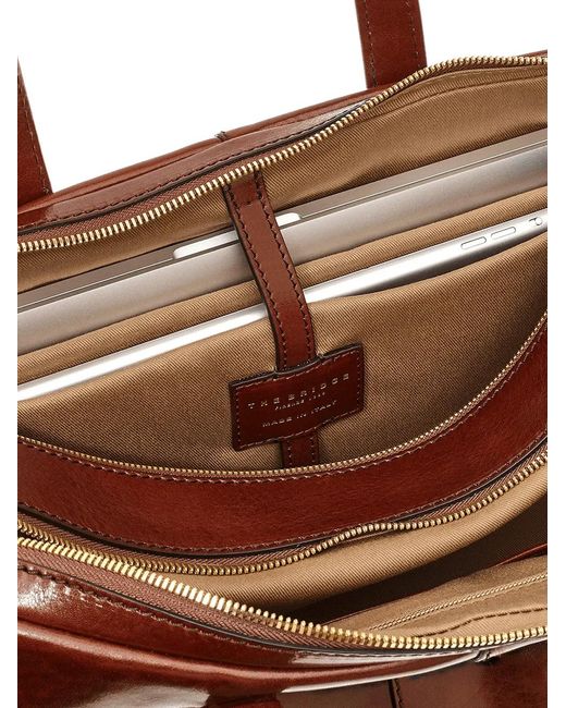 The Bridge Brown Vespucci Leather Briefcase for men