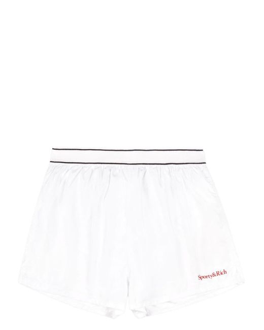 Sporty & Rich White Logo-print Runner Shorts