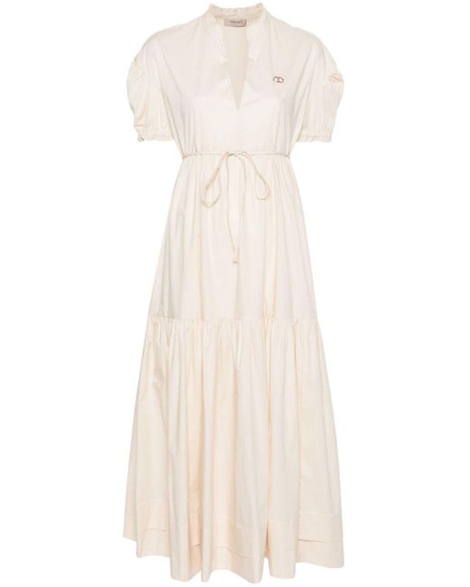 Robe longue en coton à carreaux vichy Twin Set en coloris White