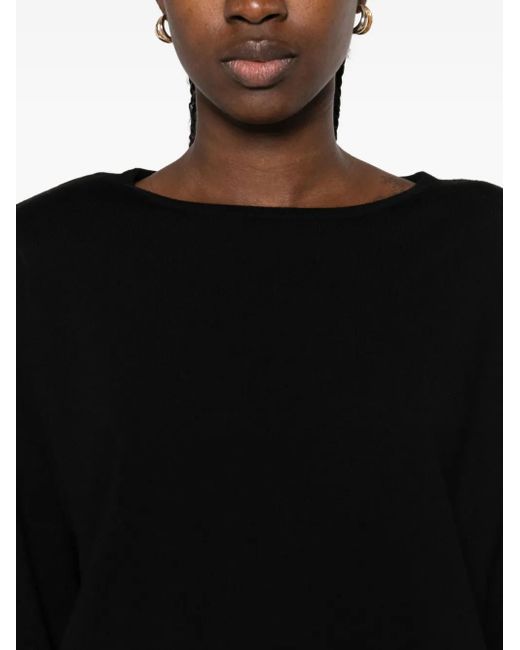 P.A.R.O.S.H. Black Boat-Neck Long-Sleeve Mini Dress