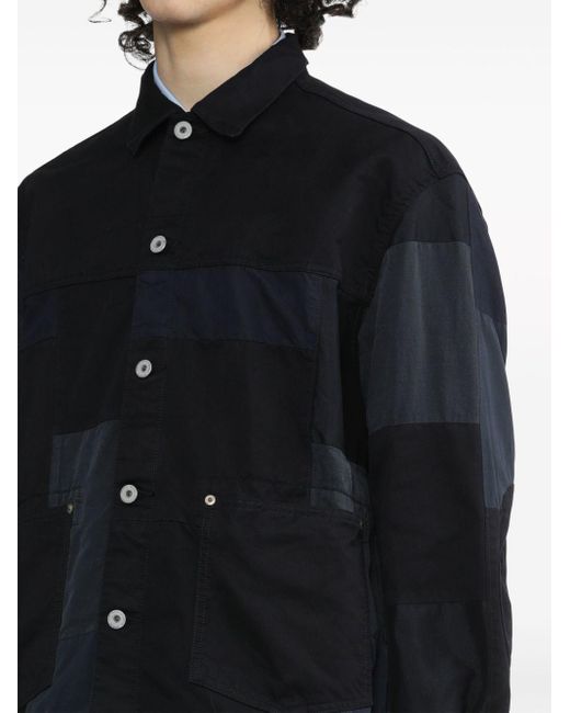 Comme des Garçons Blue Button-up Patchwork Shirt Jacket for men