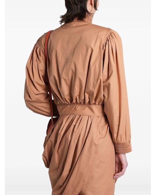 Chloé Brown Belted Puff-Sleeve Jacket