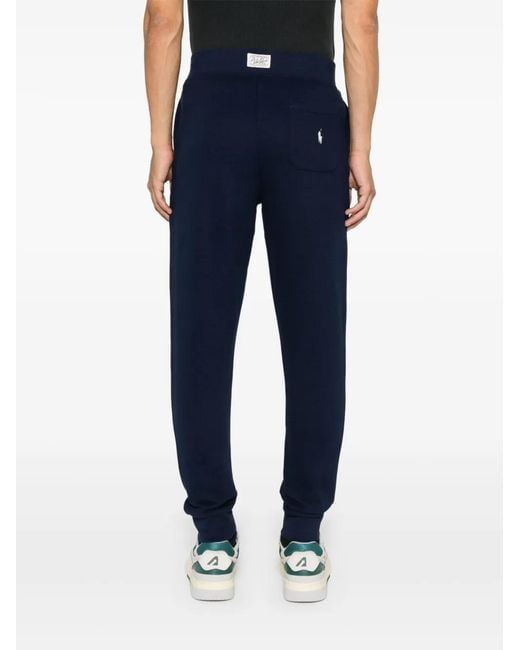 Polo Ralph Lauren Blue Logo-Patch Track Pants for men
