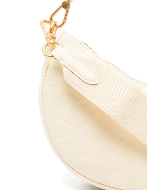 Lacoste Natural Small Moon Monogram-Embossed Crescent Shoulder Bag