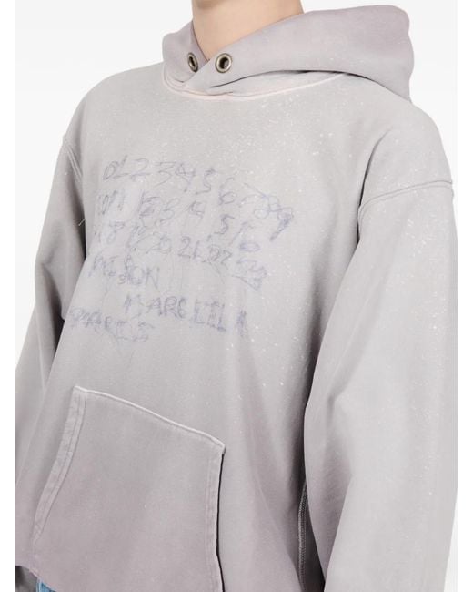 Maison Margiela White Printed-Detail Hoodie