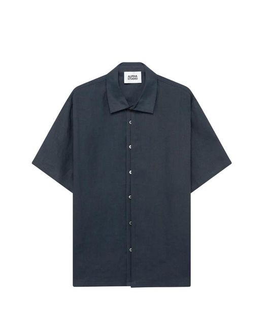 Alpha Studio Blue Short-Sleeve Shirt for men