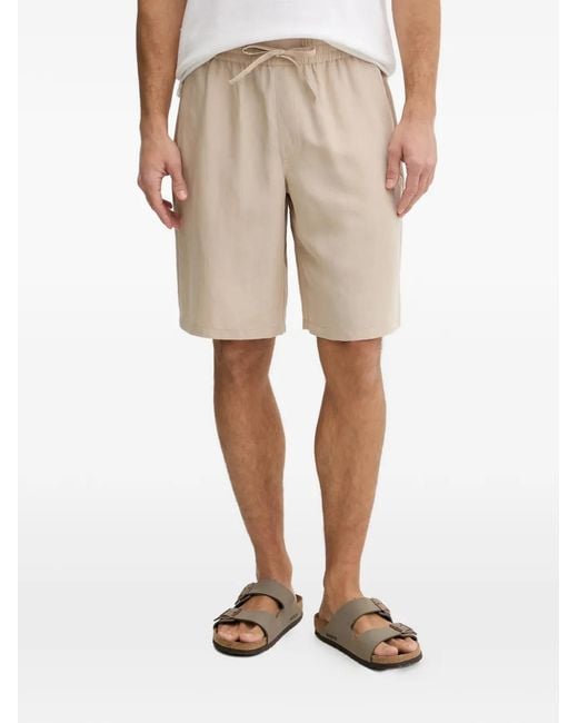 Guess Natural Drawstring-Waist Logo-Patch Shorts for men