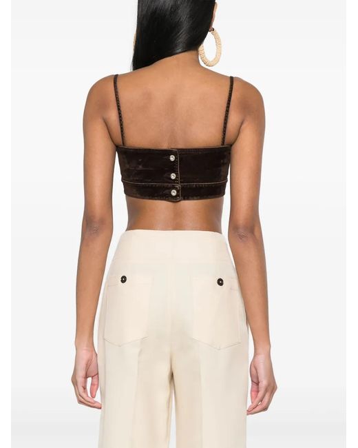Loewe Black V-Neck Velour Cropped Top