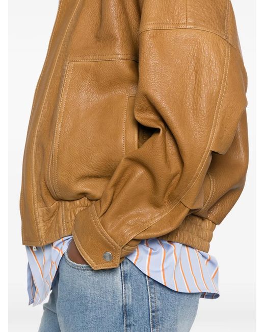 Nour Hammour Brown Dalma Leather Jacket