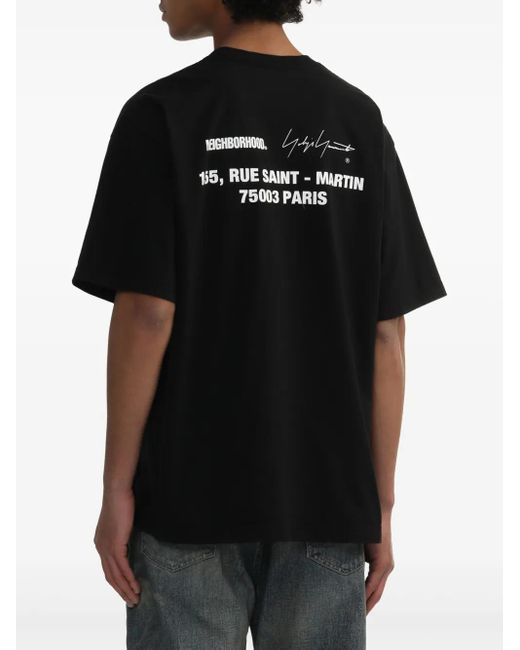 Yohji Yamamoto Black X Neighbourhood Slogan-Print T-Shirt for men