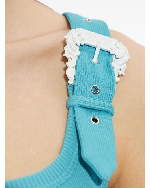 Versace Jeans Couture Blue Baroque-Buckle Tank Top