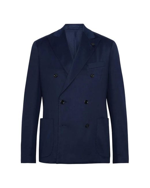 Lardini Blue Double-Breasted Jacket for men