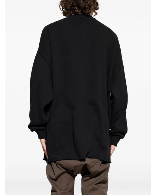Rick Owens Black Frayed Sweatshirt for men
