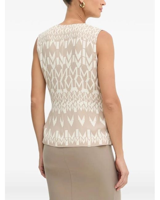 Guess White Monogram V-Neck Wrap Blouse