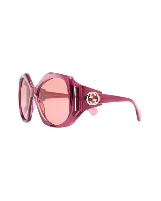 Gucci Pink Angular-Frame Oversized Sunglasses