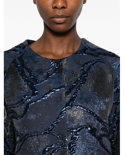 Susanne Bommer Blue Jacquard-Effect Cropped Jacket