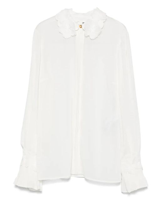 Camisa con bordado floral Elisabetta Franchi de color White