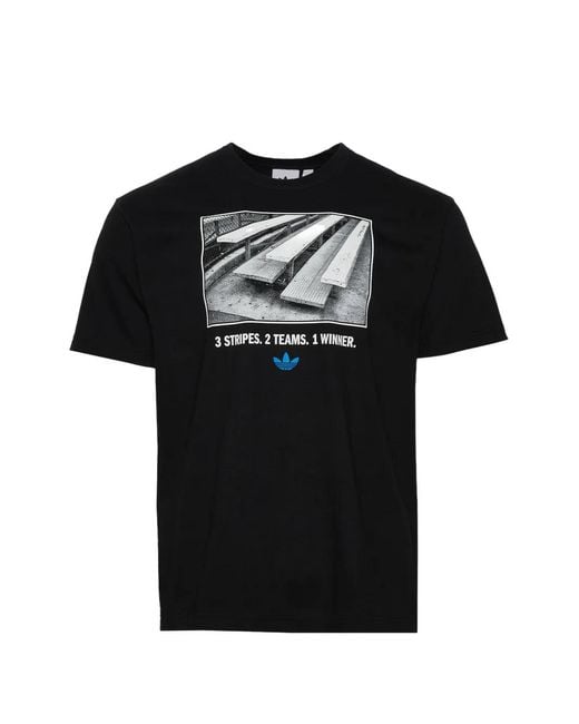 Adidas Black Bleacher Graphic-Print T-Shirt for men
