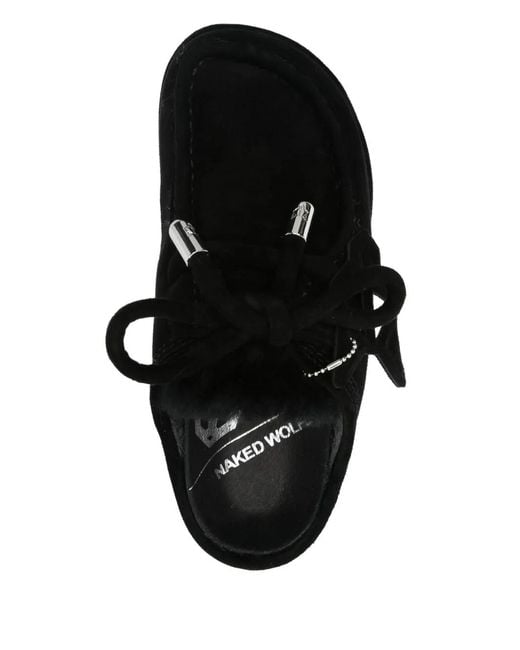 Naked Wolfe Black Blizzard Suede Platform Mules