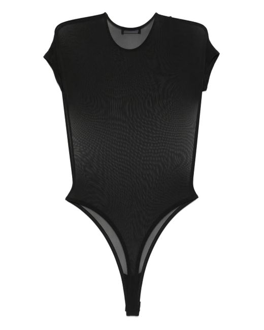 Wardrobe NYC Black Sheer Cap-Sleeve Bodysuit