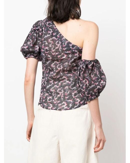 Isabel Marant Gray Liddy Asymmetric Cotton Top