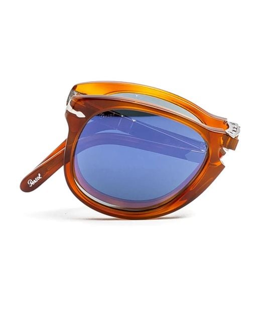 Persol Blue Folding Round Sunglasses for men