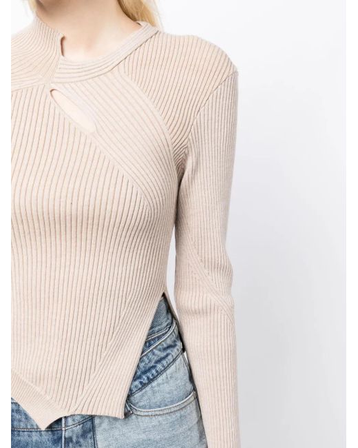 Feng Chen Wang Natural Cut-Out Detailing Ribbed-Knit Jumper