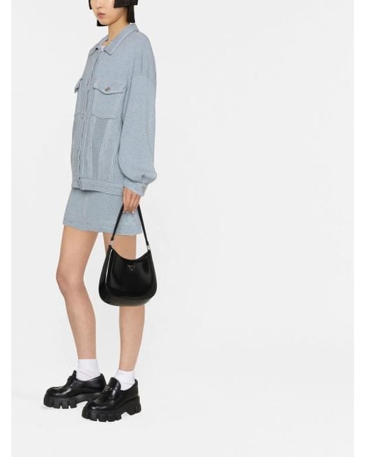 Barrie Blue Contrast-Stitching Denim-Effect Jacket