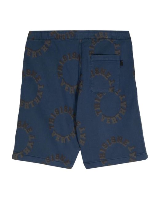 Thisisneverthat Blue Logo-Print Cotton Shorts for men