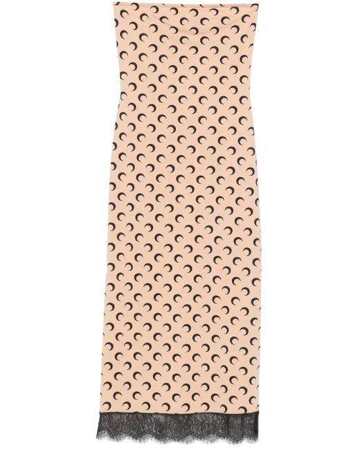 MARINE SERRE Natural Crescent Moon Bustier Midi Dress