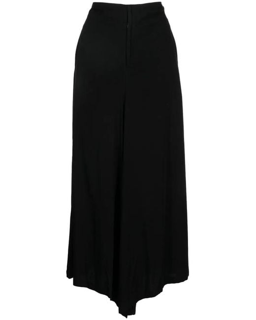 Yohji Yamamoto Black Pleat-Detailing Zip-Fastening Cropped Trousers