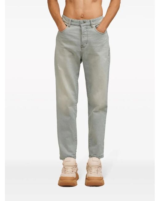AMI Gray Logo-Patch Organic Cotton Jeans for men