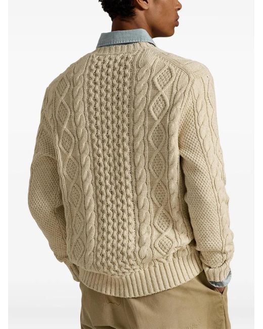 Polo Ralph Lauren White Cable-Knit Sweater for men