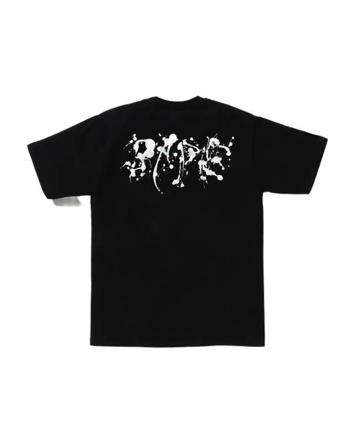 A Bathing Ape Black Camo-Print Paint-Splatter T-Shirt for men